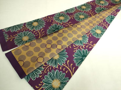 平和屋着物●極上　両面　半幅帯　草花文　丸　逸品　DZAB8582kh6
