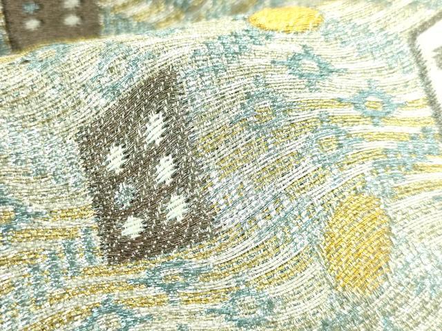 平和屋着物●極上 両面 半幅帯 正倉院花文 サイコロ 金銀糸 やまと誂製 逸品 DZAB8584kh6
