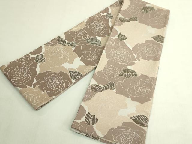 平和屋着物●極上 両面 半幅帯 バラ 薔薇 逸品 DZAB8589kh6