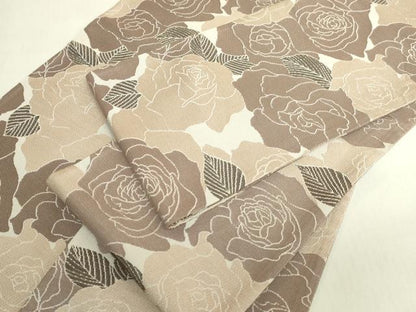 平和屋着物●極上 両面 半幅帯 バラ 薔薇 逸品 DZAB8589kh6