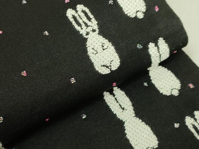 平和屋着物●極上　両面　半幅帯　唐織　兎　毬　黒地　金銀糸　やまと誂製　逸品　DZAB8592kh6