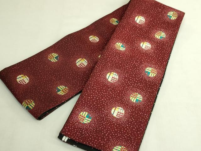 平和屋着物●極上　両面　半幅帯　唐織　兎　毬　黒地　金銀糸　やまと誂製　逸品　DZAB8592kh6