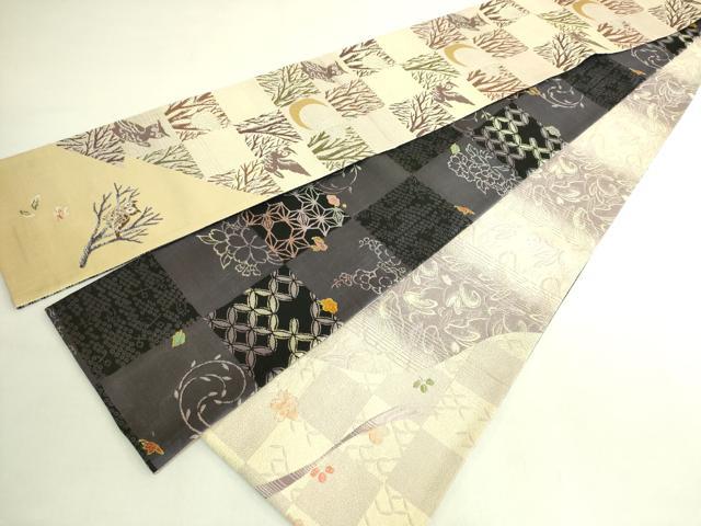 平和屋着物●極上 両方向 両面 半幅帯 ミミズク 兎 市松花文 やまと誂製 逸品 DZAB8594kh6