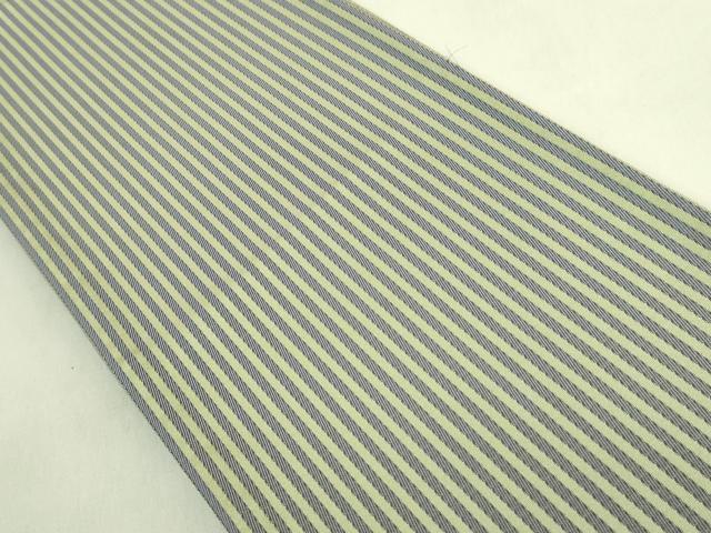 平和屋着物●極上　両面　半幅帯　わよしれ　氷割れ間道　縞　銀糸　逸品　DZAB8595kh6