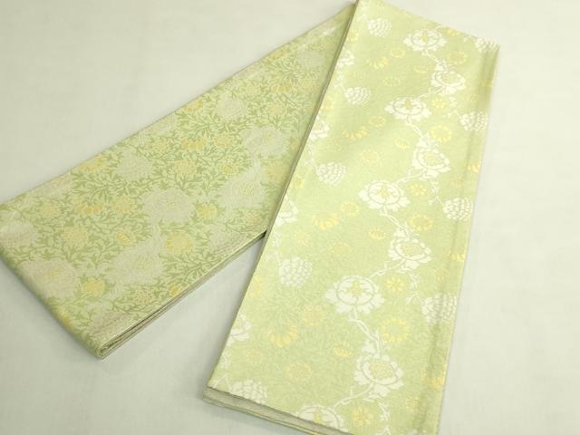 平和屋着物●極上　両面　半幅帯　草花　菱　逸品　DZAB8596kh6