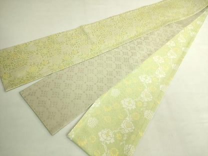 平和屋着物●極上　両面　半幅帯　草花　菱　逸品　DZAB8596kh6