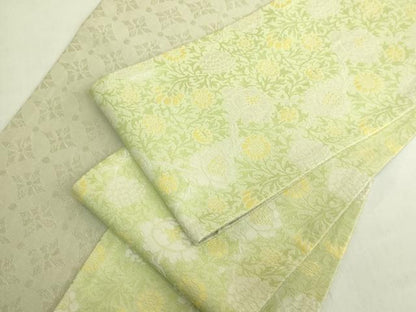 平和屋着物●極上　両面　半幅帯　草花　菱　逸品　DZAB8596kh6
