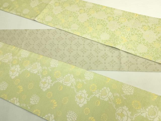平和屋着物●極上　両面　半幅帯　草花　菱　逸品　DZAB8596kh6