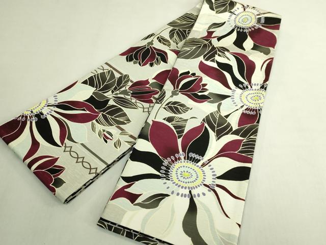 平和屋着物●極上 両面 半幅帯 WAKKA ワッカ 枝花 千鳥格子 逸品 未使用 DZAB8602kh6