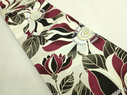 平和屋着物●極上 両面 半幅帯 WAKKA ワッカ 枝花 千鳥格子 逸品 未使用 DZAB8602kh6