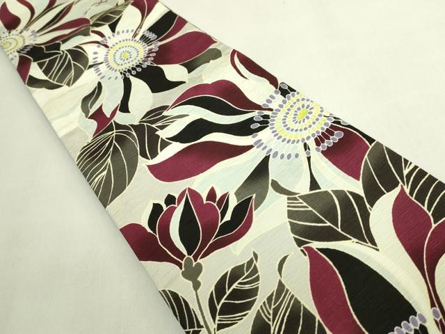 平和屋着物●極上 両面 半幅帯 WAKKA ワッカ 枝花 千鳥格子 逸品 未使用 DZAB8602kh6