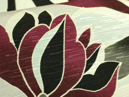 平和屋着物●極上 両面 半幅帯 WAKKA ワッカ 枝花 千鳥格子 逸品 未使用 DZAB8602kh6