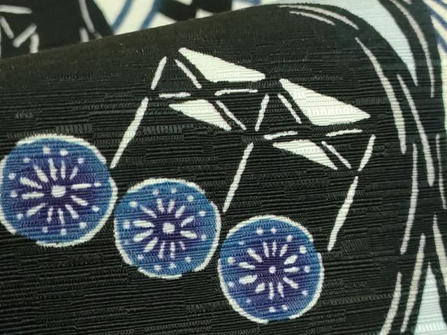 平和屋着物●極上　両面　半幅帯　WAKKA　ワッカ　音符　唐草　逸品　未使用　DZAB8603kh6