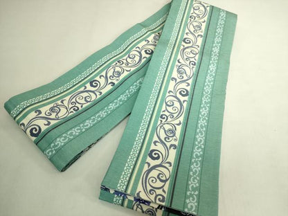平和屋着物●極上　両面　半幅帯　WAKKA　ワッカ　音符　唐草　逸品　未使用　DZAB8603kh6