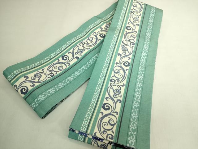 平和屋着物●極上　両面　半幅帯　WAKKA　ワッカ　音符　唐草　逸品　未使用　DZAB8603kh6