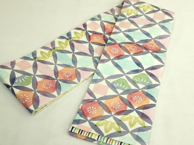 平和屋着物●極上 両面 半幅帯 WAKKA ワッカ 松竹梅 縞 逸品 未使用 DZAB8604kh6