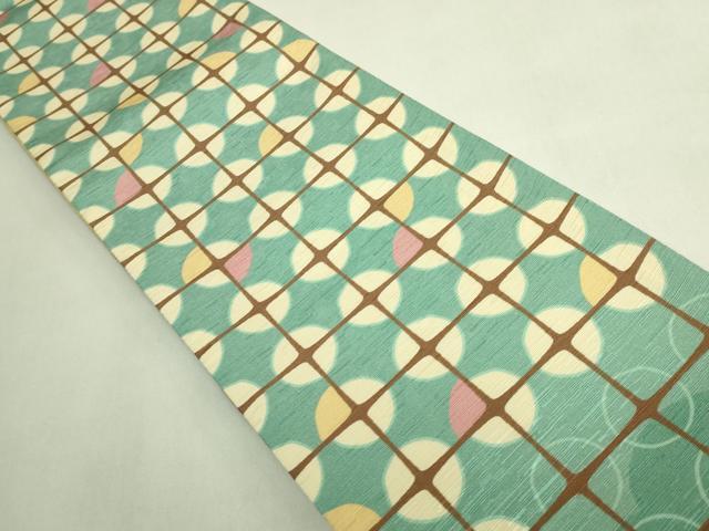 平和屋着物●極上 両面 半幅帯 WAKKA ワッカ クローバー 格子 逸品 未使用 DZAB8605kh6