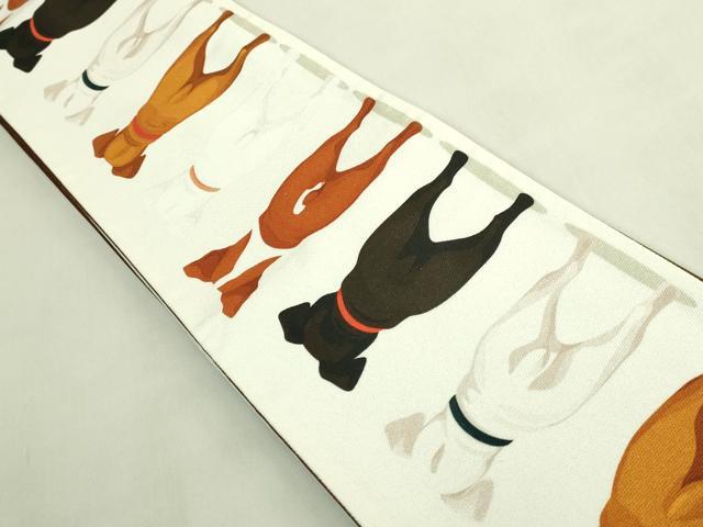 平和屋着物●極上 半幅帯 紬地 犬の後ろ姿 逸品 未使用 DZAB8608kh6