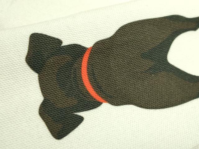 平和屋着物●極上 半幅帯 紬地 犬の後ろ姿 逸品 未使用 DZAB8608kh6
