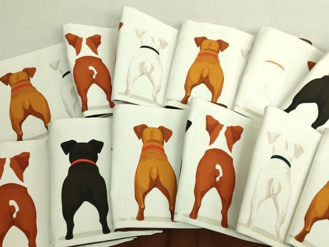 平和屋着物●極上 半幅帯 紬地 犬の後ろ姿 逸品 未使用 DZAB8608kh6