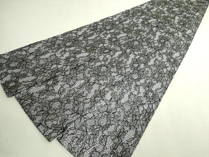 平和屋着物●極上　両面　半幅帯　レース　草花文　銀糸　逸品　DZAB8610kh6