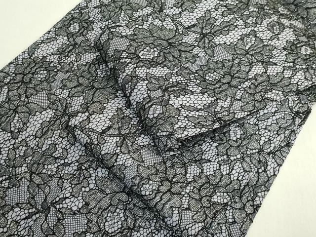 平和屋着物●極上　両面　半幅帯　レース　草花文　銀糸　逸品　DZAB8610kh6