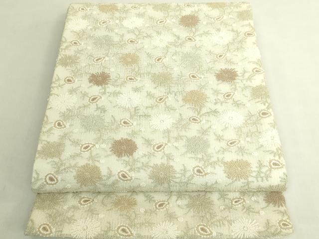 平和屋本店＊極上　夏物　中国三大刺繍　総相良刺繍　総刺繍　袋帯　草花文　銀糸　逸品　DZAB8615kh6