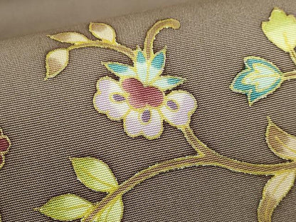 平和屋本店●極上　塩瀬　岡重謹製　OKAJIMA　九寸名古屋帯　正倉院花唐草　蒲茶色地　金彩　逸品　DZAB8617kh6