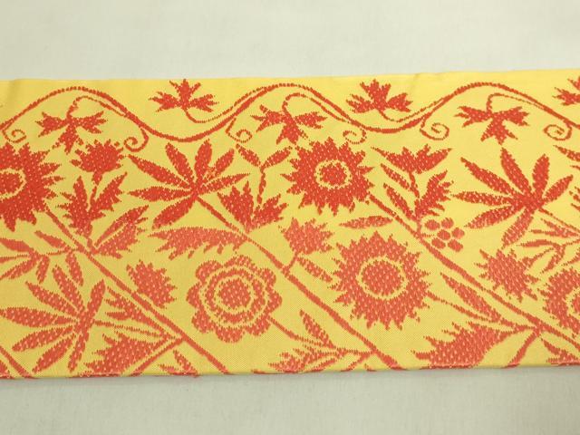 平和屋本店●極上　洛風林　工芸帯地　九寸名古屋帯　唐織　草花文　逸品　DZAB8627kh6
