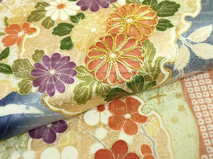 平和屋着物●極上 九寸名古屋帯 駒刺繍 雪輪花文 宝尽くし 金彩 濃い鉄紺色地 逸品 未使用 DZAB8629kh6