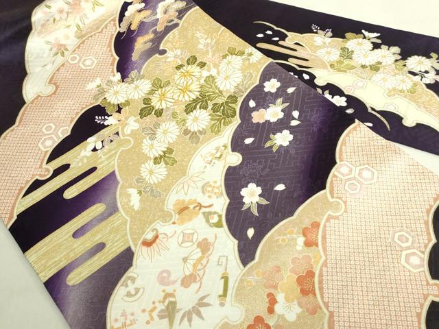 平和屋着物●極上　九寸名古屋帯　駒刺繍　雪輪花文　宝尽くし　金彩　逸品　未使用　DZAB8630kh6