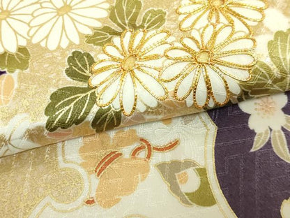 平和屋着物●極上　九寸名古屋帯　駒刺繍　雪輪花文　宝尽くし　金彩　逸品　未使用　DZAB8630kh6