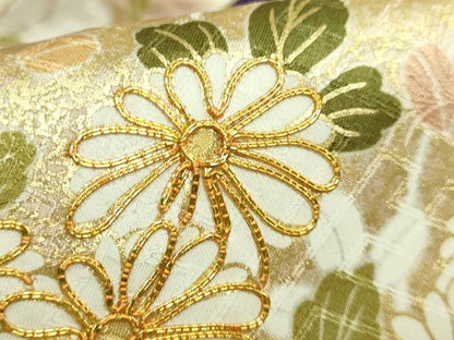 平和屋着物●極上　九寸名古屋帯　駒刺繍　雪輪花文　宝尽くし　金彩　逸品　未使用　DZAB8630kh6
