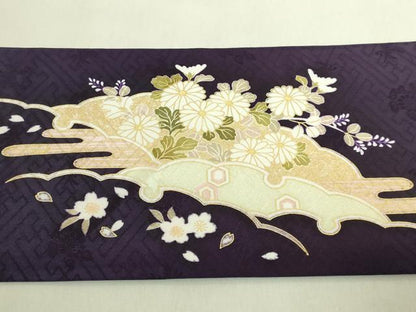 平和屋着物●極上　九寸名古屋帯　駒刺繍　雪輪花文　宝尽くし　金彩　逸品　未使用　DZAB8630kh6