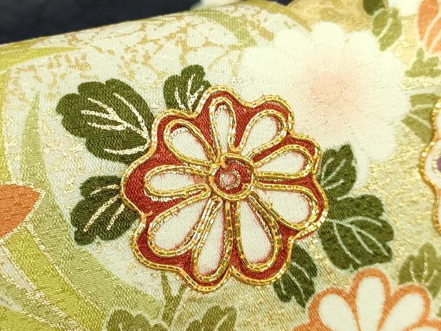平和屋着物●極上　九寸名古屋帯　駒刺繍　宝尽くし花文　濃い鉄紺色地　金彩　逸品　未使用　DZAB8632kh6