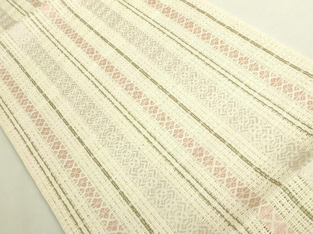 平和屋本店＊極上 夏物 1897年創業 名門岡野 本場筑前博多織 千年工房 八寸名古屋帯 五献段縞 博多金ラベル 証紙 逸品 未使用 DZAB8635kh6