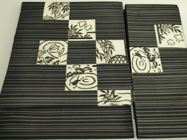平和屋着物●極上　つけ帯　スリーシーズン帯　市松　蜻蛉　兎　カエル　千鳥　金彩　高島屋扱い　たとう紙付　逸品　未使用　DZAB8645kh6