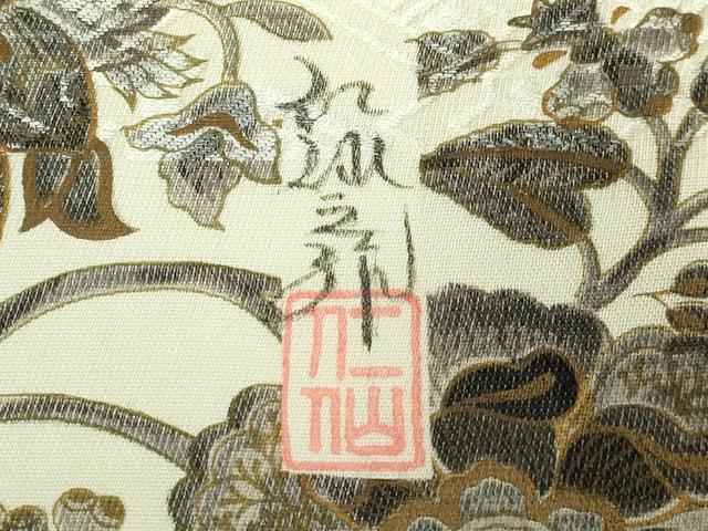 平和屋着物●極上　前田仁仙　仁仙更紗　全通柄袋帯　更紗花鳥文　金彩　逸品　DZAB8647kh6