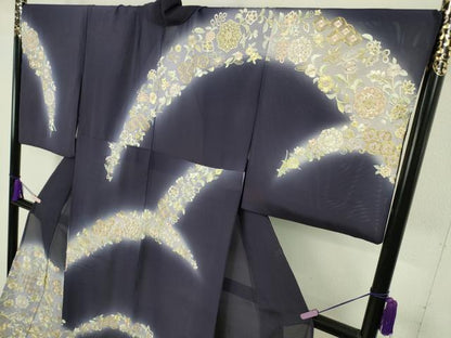 平和屋本店＊極上 夏物 京都老舗 尾峨佐染繍 総刺繍 中国三大刺繍 相良刺繍 訪問着 絽 草花文 暈し染め 金糸 ロング丈 逸品 DZAB8651kh6