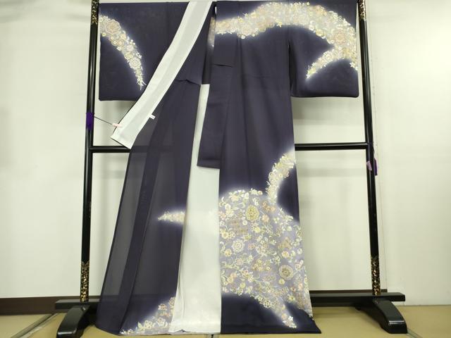 平和屋本店＊極上 夏物 京都老舗 尾峨佐染繍 総刺繍 中国三大刺繍 相良刺繍 訪問着 絽 草花文 暈し染め 金糸 ロング丈 逸品 DZAB8651kh6