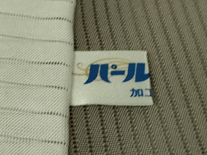 平和屋着物＊極上　夏物　十日町　加賀草木友禅の第一人者　田村哲彦　訪問着　縦絽　尾長鳥　蓮　暈し染め　煤色地　逸品　DZAB8652kh6