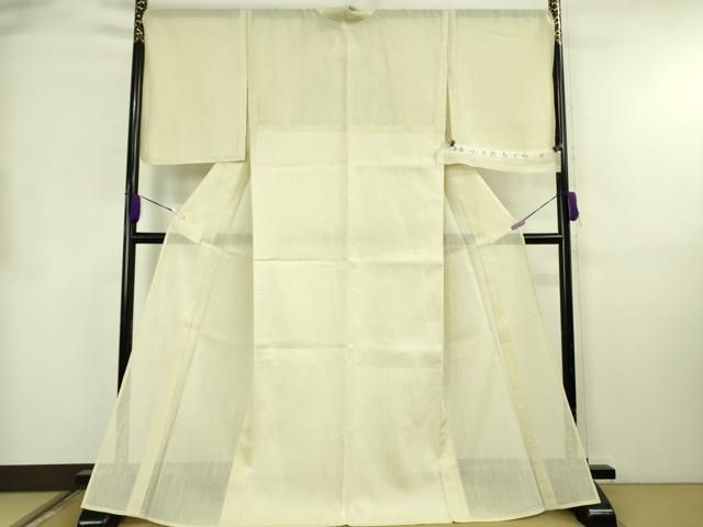 平和屋本店＊極上　夏物　本場小千谷ちぢみ　麻　色無地　女郎花色　反端付き　逸品　未使用　DZAB8655kh6
