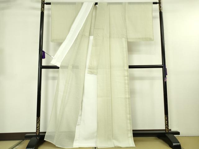 平和屋着物＊極上　夏物　お召　西陣先染め　夏衣　花織　縞　反端付き　逸品　DZAB8657kh6