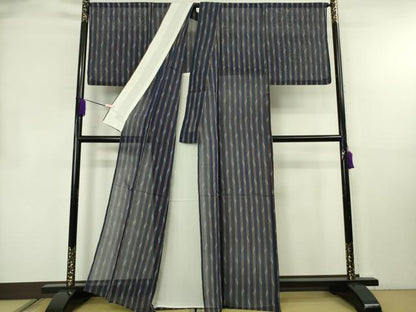平和屋着物＊極上　夏物　本場琉球絣　夏琉球　留紺色地　逸品　DZAB8662kh6