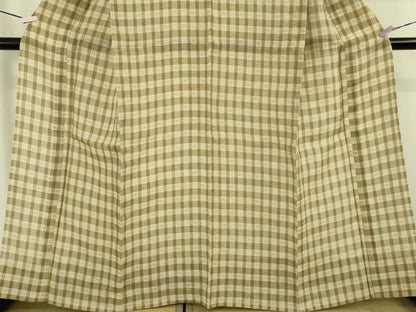 平和屋着物＊極上　夏物　本場小千谷ちぢみ　麻　格子　逸品　DZAB8663kh6