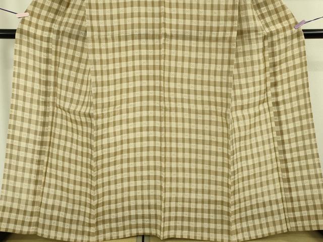 平和屋着物＊極上　夏物　本場小千谷ちぢみ　麻　格子　逸品　DZAB8663kh6