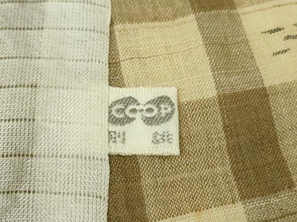 平和屋着物＊極上　夏物　本場小千谷ちぢみ　麻　格子　逸品　DZAB8663kh6