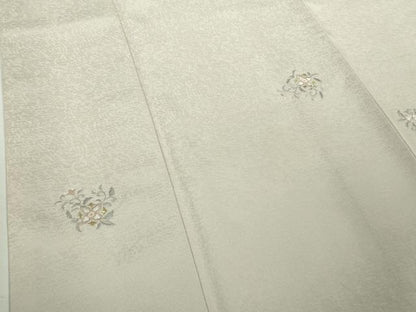 平和屋本店●極上　小紋　総刺繍　草花文　薄桜色地　金銀糸　高島屋扱い　逸品　DZAB8665kh6