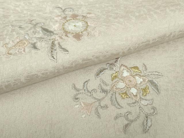 平和屋本店●極上　小紋　総刺繍　草花文　薄桜色地　金銀糸　高島屋扱い　逸品　DZAB8665kh6