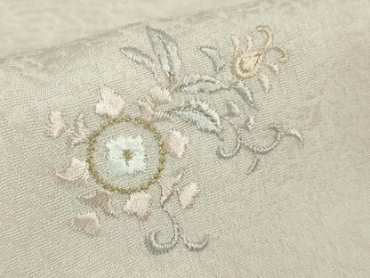 平和屋本店●極上　小紋　総刺繍　草花文　薄桜色地　金銀糸　高島屋扱い　逸品　DZAB8665kh6
